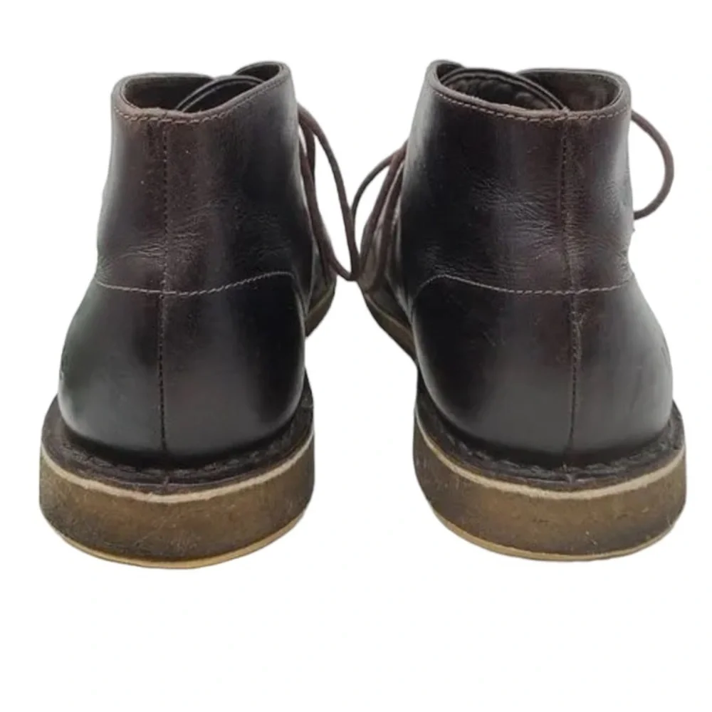UGG LEIGHTON BROWN LEATHER CHUKKA LACE UP BOOTS SIZE 8